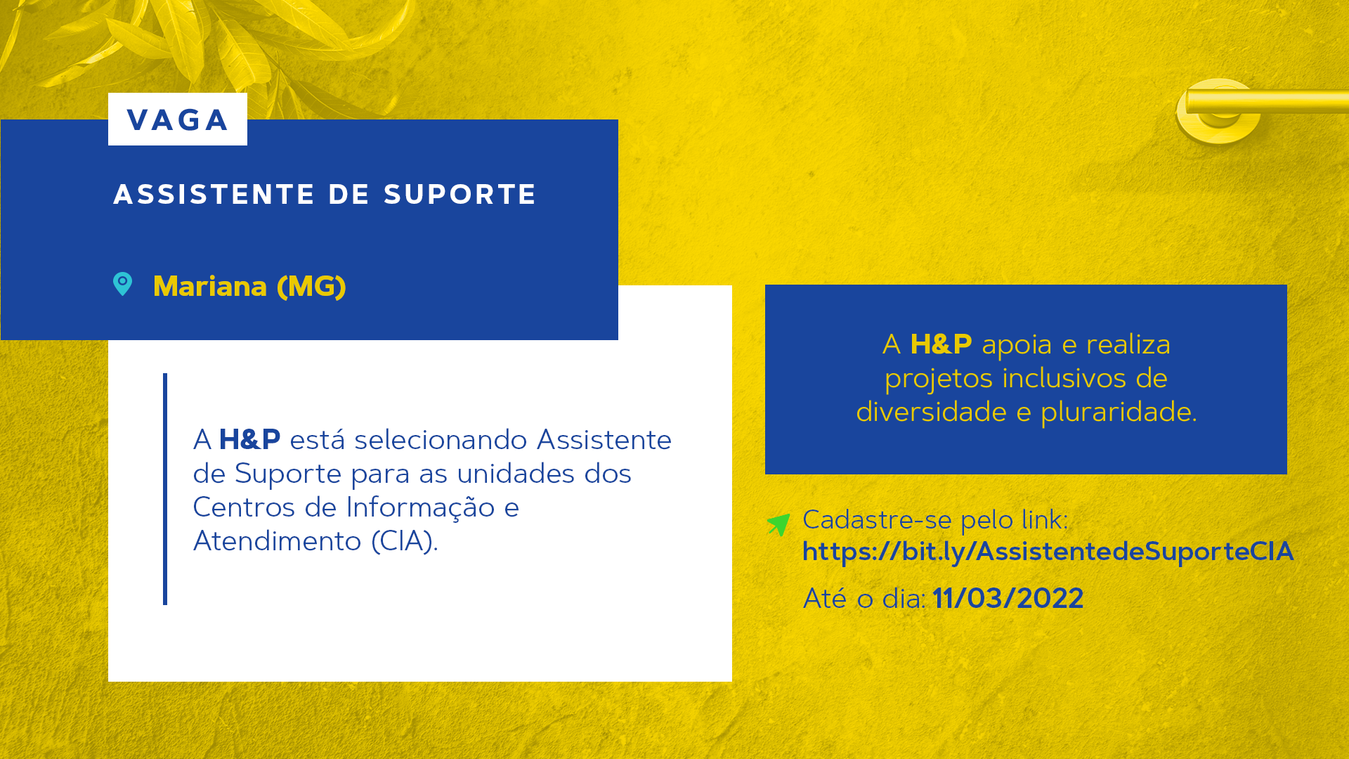 Vaga: Assistente de Suporte CIA – Mariana/MG